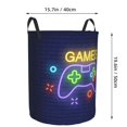 thumbnail image 4 of DouZhe Waterproof Collapsible Large Laundry Baskets, Neon Game Controller Games Zone Prints Circular Hamper with Handles, 4 of 7