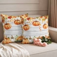thumbnail image 2 of Orange Green Pumpkins Fall Outdoor Waterproof Pillow Covers, Thanksgiving Botanical Vintage Decorative Square Throw Pillowcase Sofa Cushion Sham for Patio/Couch/Chair, 20"x20" 2 Pack, 2 of 8