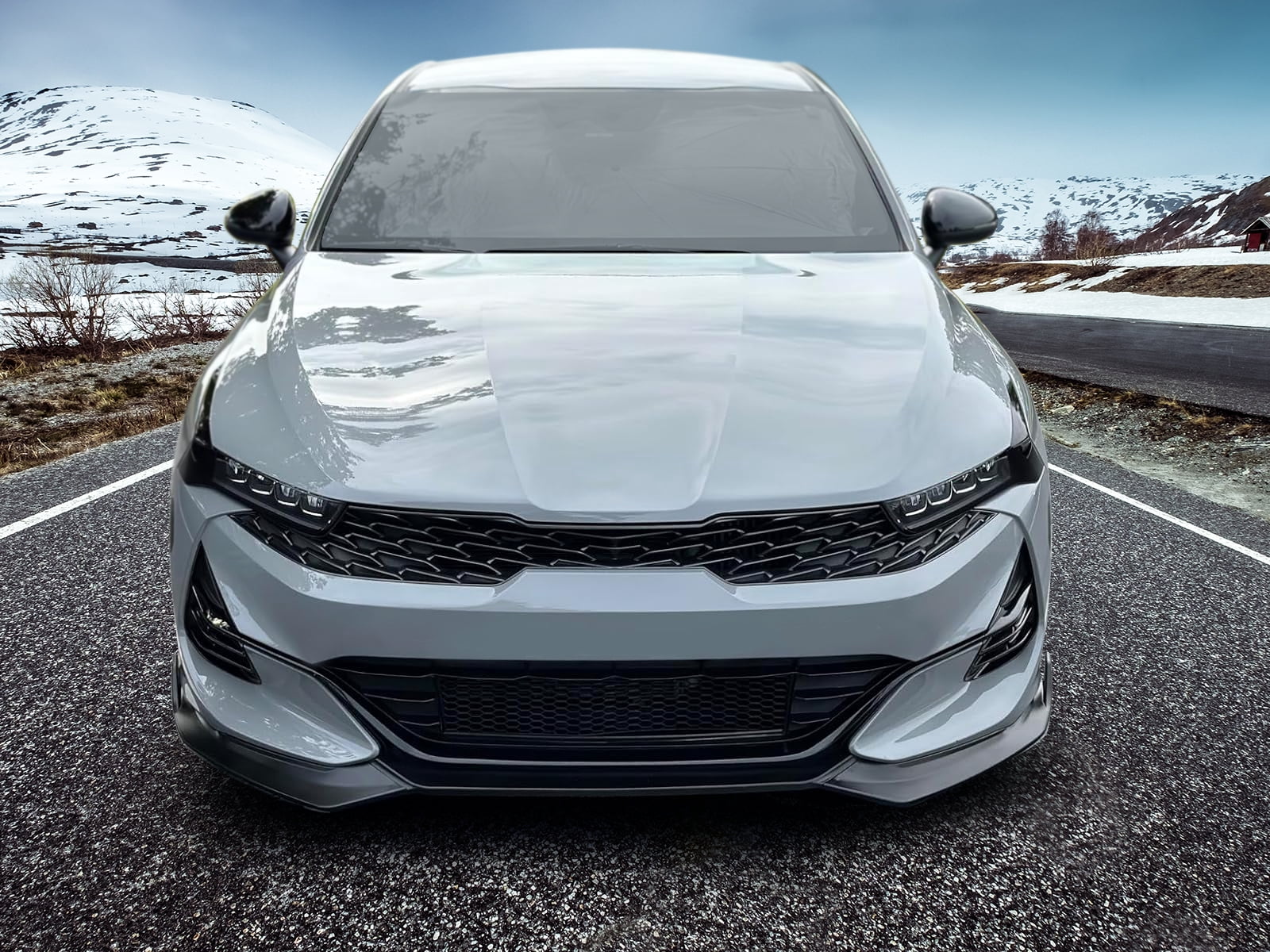 Ikon Motorsports Front Bumper Lip Compatible With 2021-2024 Kia K5 GT-Line RD Style Matte Black PP Front Bumper Lower Spoiler Splitter