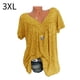 thumbnail image 1 of Camiseta de mujer con cuello en V, manga corta, camiseta de verano informal estampada, amarillo, 3XL sidaley  AP001653-30, 1 of 5