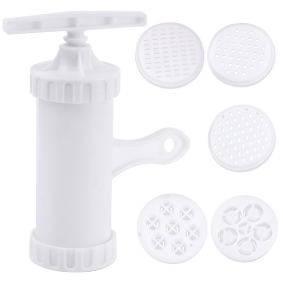 Raindrops  2 Pcs Manual Noodle Machine Maker with Molds Head Pasta Cutter White