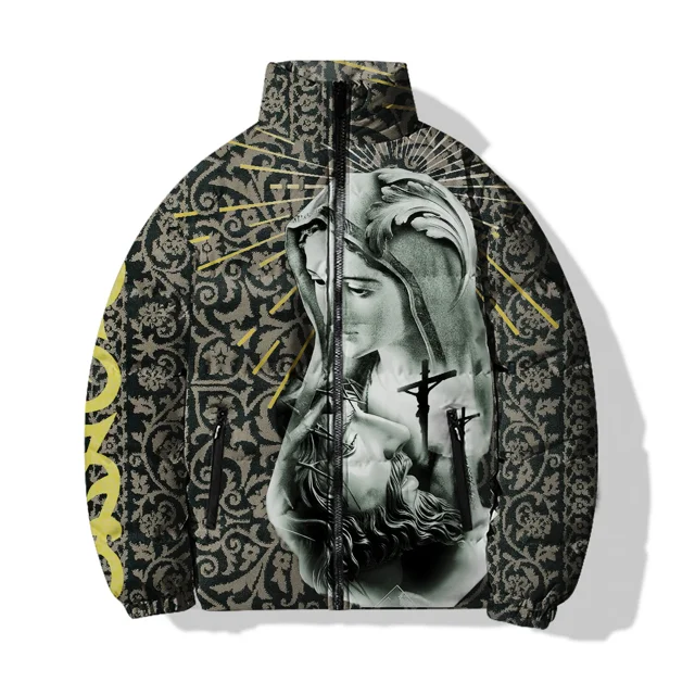 Abrigo de algodón con estampado personalizado de moda para hombre, moderno y versátil, cómodo y cálido, parka para hombre