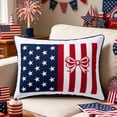 thumbnail image 6 of 11.81x19.69 Inch Bow Flag Patriotic Pillowcase, Red White Blue Decor Slip for Bedroom Sofa and 4th Of July Indoor Holiday Decoration, 6 of 6