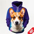 thumbnail image 3 of Sudadera con capucha con estampado de animales Corgi, colores impresos en 3D, divertida, para hombres y mujeres, envío gratuito, sudadera con capucha informal de manga larga, 3 of 5