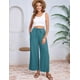thumbnail image 4 of Pantalones de y Algodón para Mujer, Informales, de Verano, para Playa, con Cordón, Holgados, de Pierna y Bolsillos. Azul y Verde S, 4 of 9