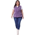 thumbnail image 3 of DARING DIVA Women's Plus Size Lightweight Sleeveless Anorak Cargo Vest 3X Purple, 3 of 6