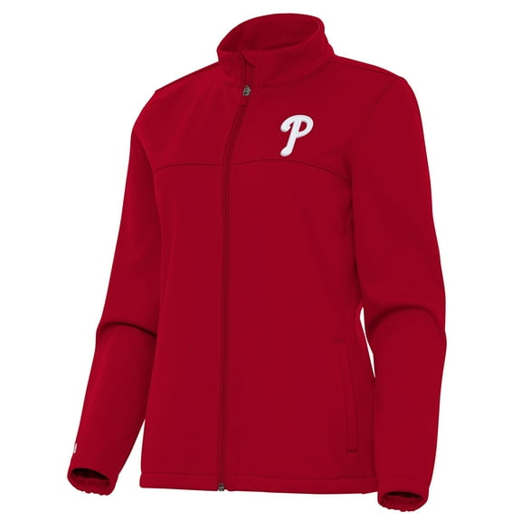 Women's Antigua Red Philadelphia Phillies Links 2 Golf Full-Zip Jacket