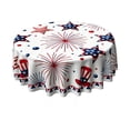 thumbnail image 2 of Mantel redondo patriótico de poliéster con estrellas – Impermeable y resistente a las manchas para fiestas del Día de la Independencia, barbacoas, picnics y decoración del hogar, la cocina y e, 2 of 6