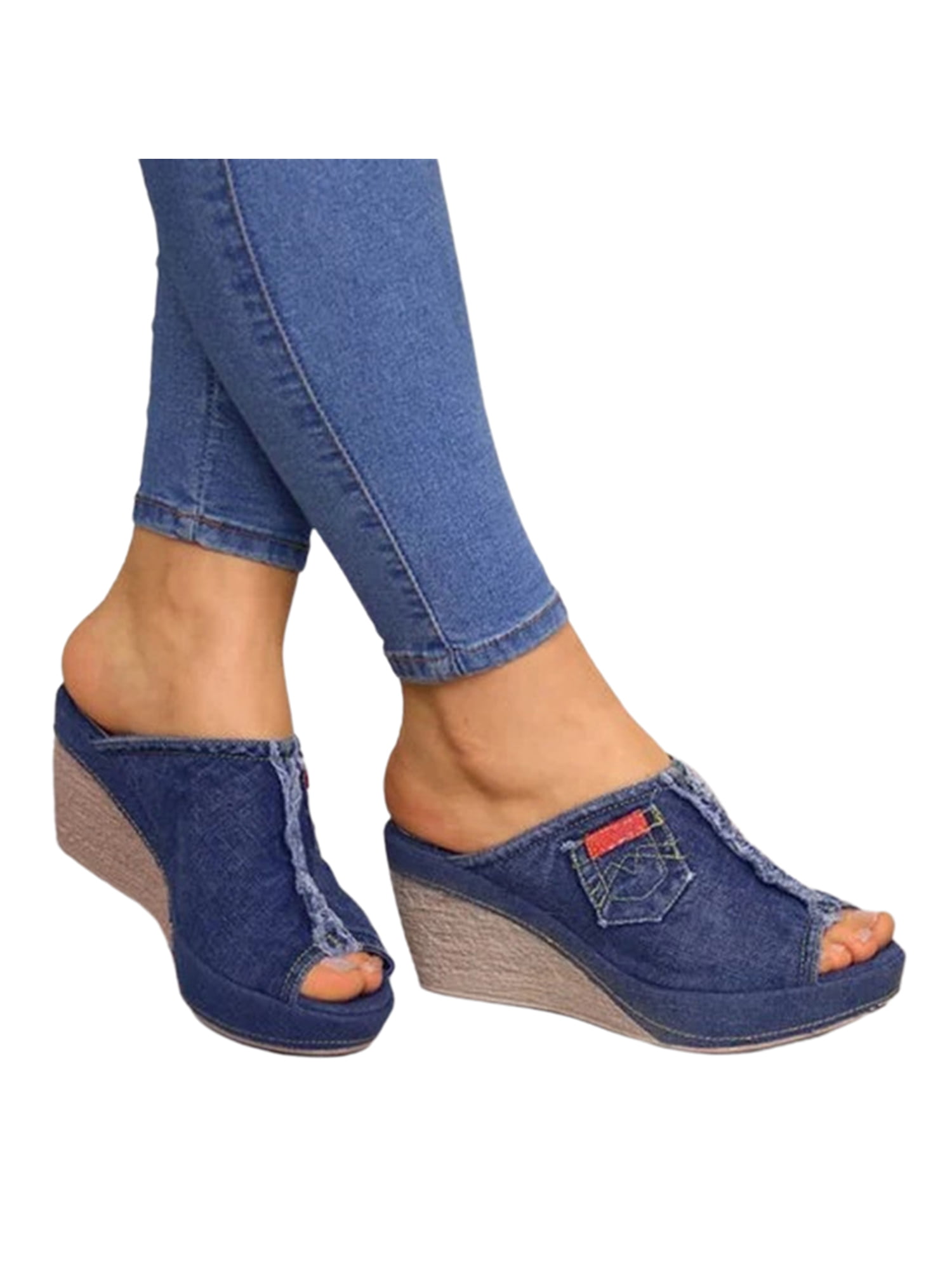 New Womens Flatform Sliders Mule Summer Sandals Espadrille Slip On Shoes Sizes 