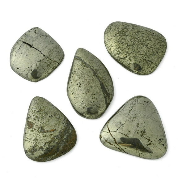 5pcs Pyrite Flat Back Cabochons Mixed Shapes 38~57x34~48x7~8.5mm