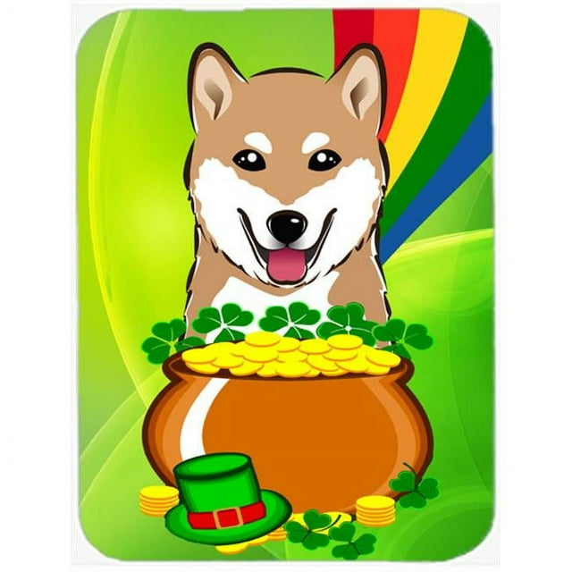 Carolines Treasures BB1969LCB Shiba Inu St. Patricks Day Glass Cutting Board- Large
