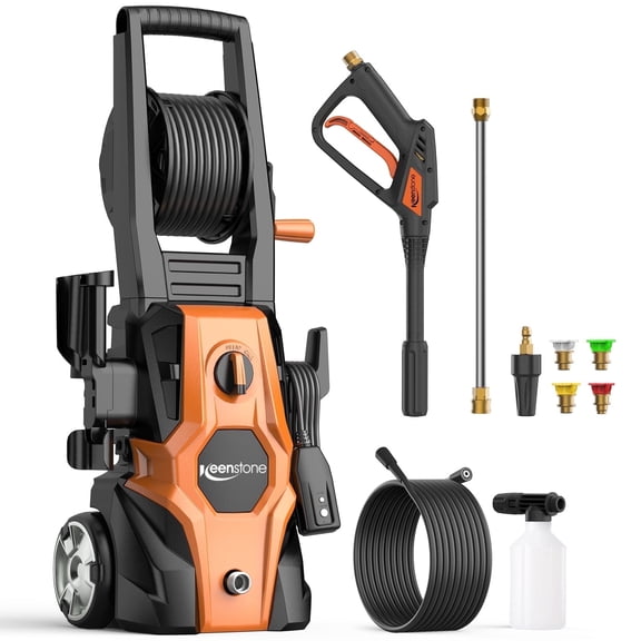 Keenstone Electric Pressure Washer, 4200PSI Max 3 GPM Power Washer with 35FT Power Cord 20FT Hose 5 Nozzles,Soap Cannon for Cars Patios