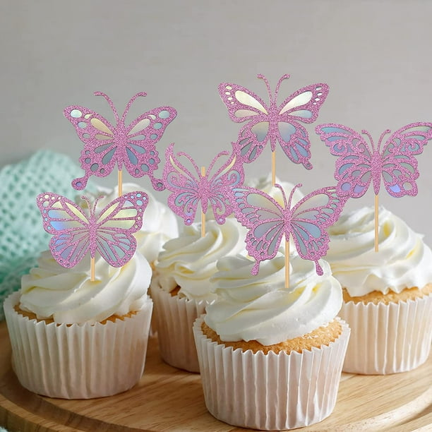 100 Pièces Gâteau Topper de Papillon Cupcake de Papillon Papillon