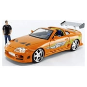Jada The Fast & the Furious 1:24 Scale Orange Toyota Supra Diecast Car with Brian Figure From Movie