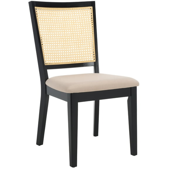 SAFAVIEH Margo Dining Chair, Black/Beige (19.7 in. W x 23 in. D x 36.6 in. H)