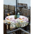 thumbnail image 2 of Hokiten Outdoor Tablecloths with Umbrella Hole & Zipper, Botanical Flowers Round Tablecloth 54 Inch, Spring Budding Wild Floral Herbs Waterproof Table Cloth, Patio/Pool/Picnic Table Covers, 2 of 7