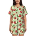 thumbnail image 1 of Balery Strawberry Floral Conjunto de Pijama para Mujer con Estampado, Dos Piezas de Manga Corta y Shorts, Ropa de Dormir Suave con Cuello Redondo y Bolsillos-4X-Large, 1 of 6