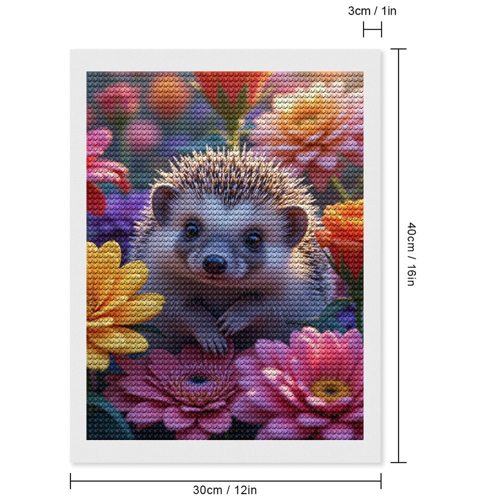 Diamond Art Kits for Adults, Adorable Hedgehog Among Colorful Blooms 5D Diamond Painting Kits for Adults Beginners, DIY Full Drill Diamond Painting, Gem Art and Crafts 12x16