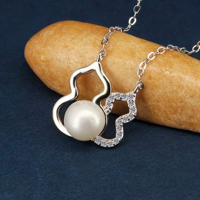Collar de calabaza de perlas naturales mujer 925 collar de calabaza de plata esterlina moda simple cadena de clavícula