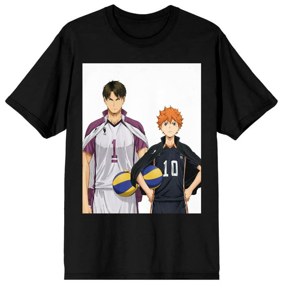 Shōyō Hinata & Wakatoshi Ushijima Haikyu Anime Men's Black Graphic Tee Shirt-S
