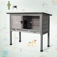 thumbnail image 3 of Pefilos 33" Rabbit Hutch for Outdoor, Indoor Wood Bunny Cage, Small Animal Pet House Guinea Pig Hutch, Gray, 3 of 7