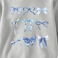 thumbnail image 2 of Girls Bow Print Sweatshirt Cute Long Sleeve Pullover Top for Kids Teens Fleece Lined Crew Neck Sweatshirts Casual Wear 12-13 Years Gray, 2 of 6