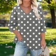thumbnail image 2 of CHGBMOK Women 3/4 Sleeve T Shirt Polka Dots Tunic V Neck Tee Casual Dressy Blouses Loose Pullover Shirts, 2 of 6