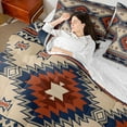 thumbnail image 4 of Feelyou Boho Aztec Triangle Bedding Comforter Set 7 Pieces for Men, Navy Hippie Mandala Abstract Full Bedding Set, Countryside Reversible Fitted Sheet Flat Sheet, Ultra Soft Bedroom Decor, 4 of 8