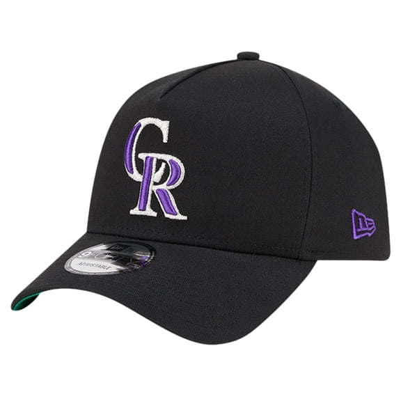 Men's New Era Black Colorado Rockies Team Color A-Frame 9FORTY Adjustable Hat