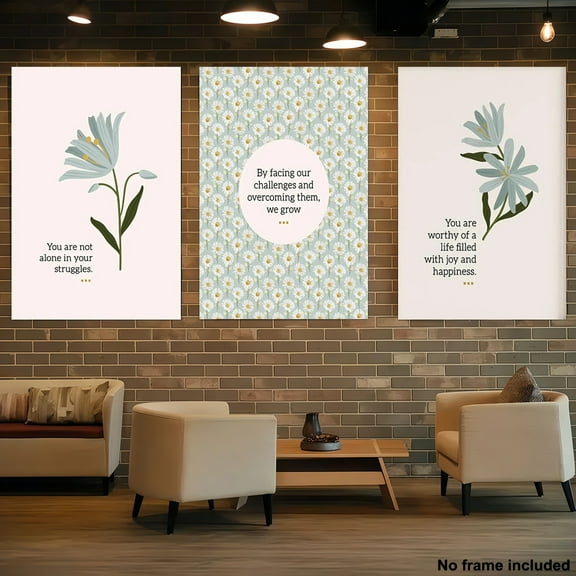 [2D Flat] 3pcs,2D Frameless Canvas Art, Threepcs Living Room Decorative Paintings, Mental Health Posters, Therapy Office Decoration, Psychology Poster Set, Counseling Wall Art
