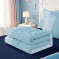 thumbnail image 5 of Erosebridal Modern Geometric Pattern Zipper Twin Comforter Sets with Fitted Sheet and 2 Pillowcases,Linear Stripes Zipper Bedding Set,Navy Blue Reversible,4 Pieces, 5 of 7