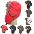 thumbnail image 4 of Faux Fur Bomber Trapper Hat for Men Cotton Warm Ushanka Russian Hat, 4 of 4