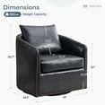 thumbnail image 3 of Bonzy Home 360° Swivel Accent Chair Set of 2 with Throw Pillow, Mid Century Faux Leather Modern Armchair, Swivel Barrel Chair for Living Room Bedroom, Navy, 3 of 10