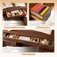 thumbnail image 4 of EDX Wood Computer Writing Desk Farmhouse Executive Desk, Rustic Office Desk with Charging Station and Keyboard Tray,Home Workstations with File Drawer, Storage Cabinet, Brown, 4 of 9