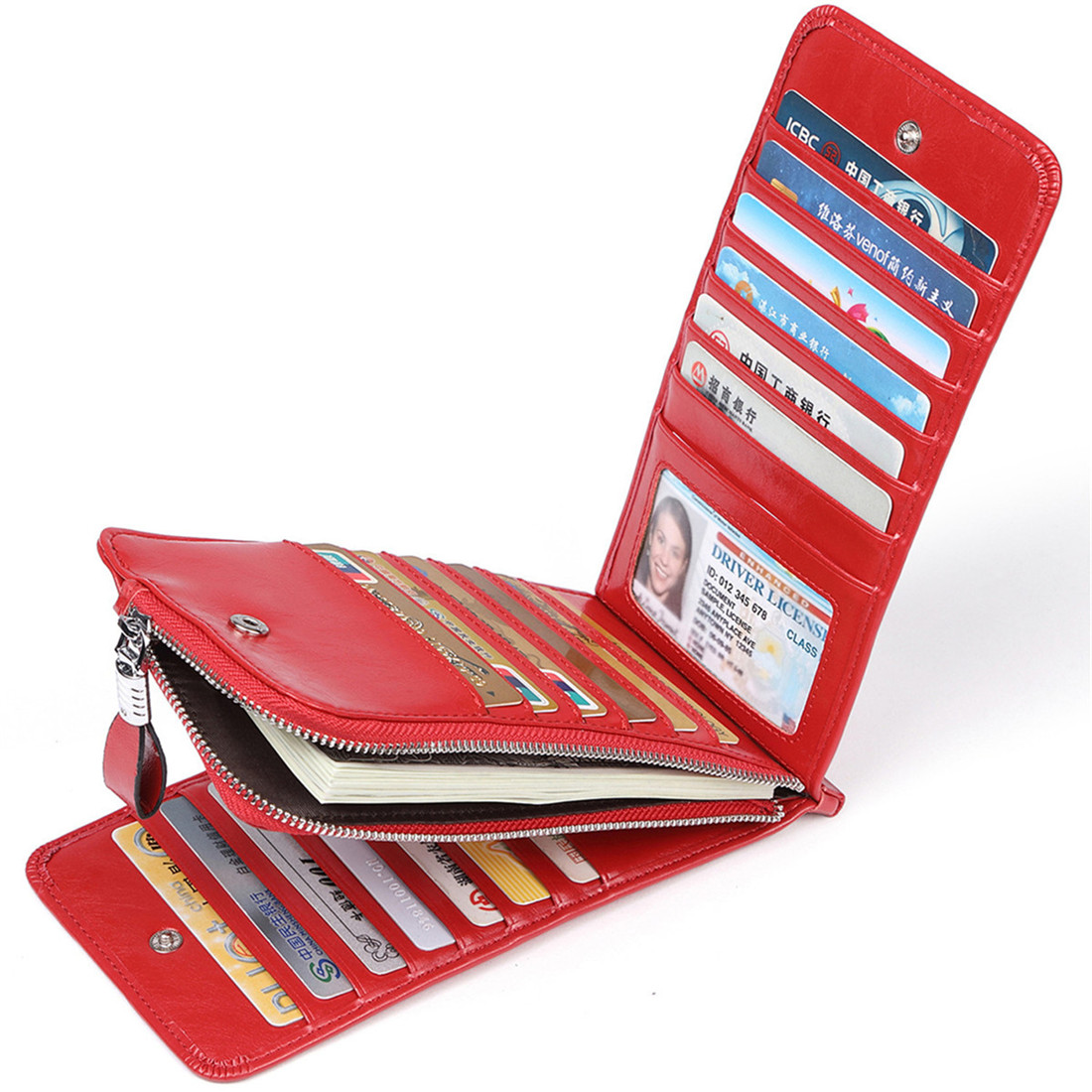Huztencor Women's RFID Blocking Leather Card Wallet photo 7