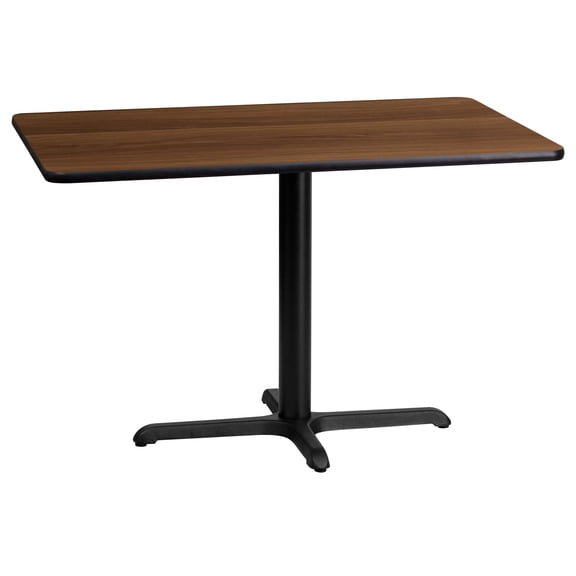 Flash Furniture 24'' x 42'' Rectangular Walnut Laminate Table Top with 23.5'' x 29.5'' Table Height Base