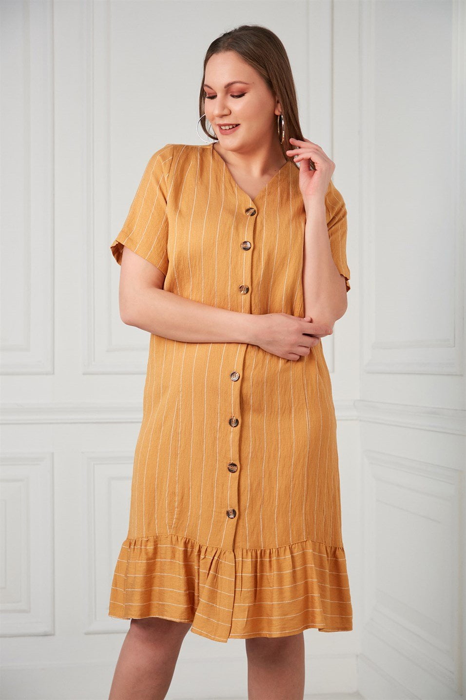 plus size mustard dress