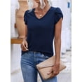 thumbnail image 3 of Womens Short Sleeve V Neck Tee Summer Blouse For Women, 3 of 5