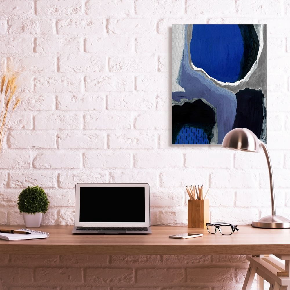 Stupell Industries Abstract Masculine Cobalt Blue Grey Black Design Abstract Painting Gallery Wrapped Canvas Art Print Wall Art, 30 x 40