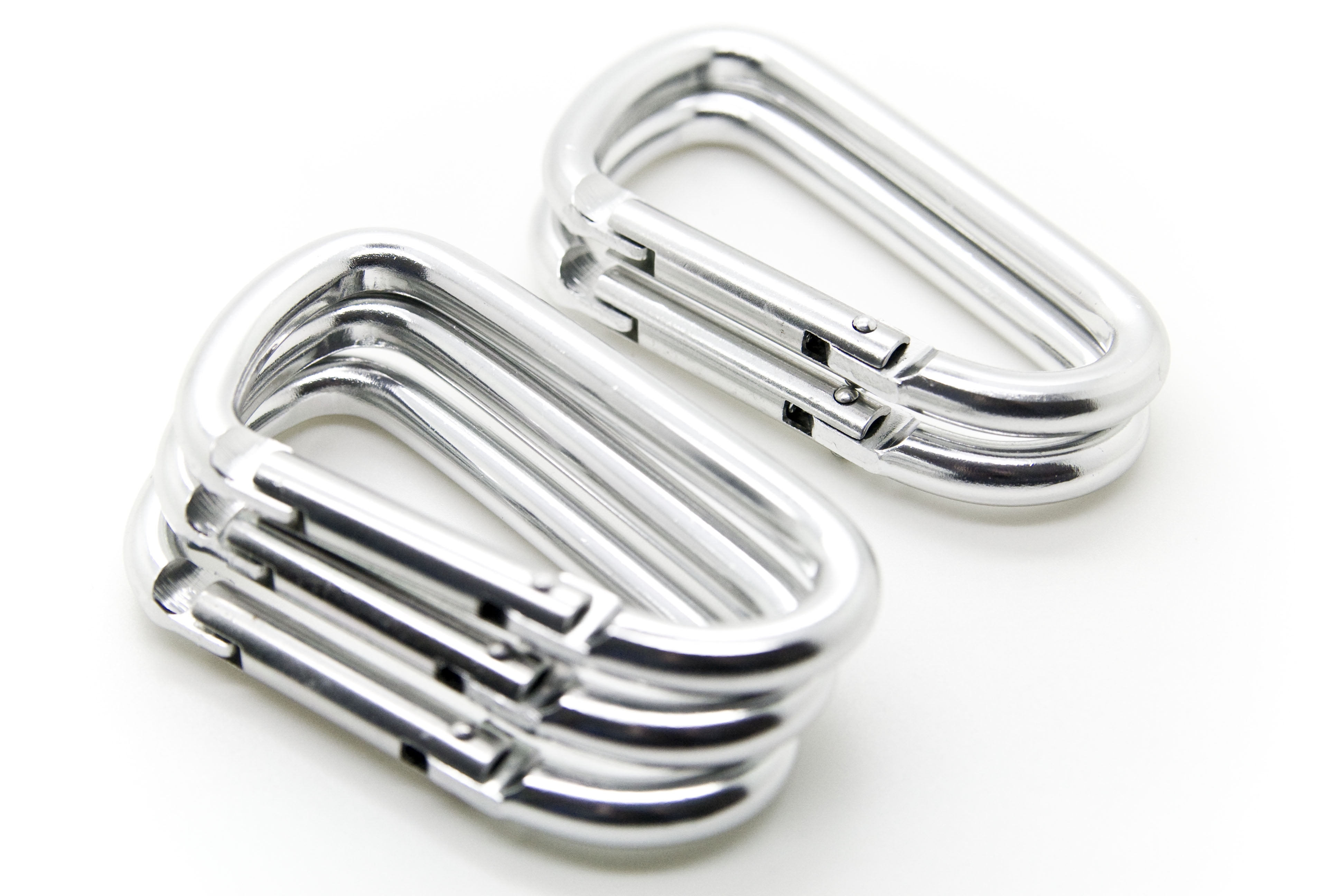 Pack 50 pcs - 3 inch Silver Aluminum Carabiner D Shape Buckle Pack, Keychain Clip, Spring Snap Key Chain Clip Hook Buckle