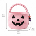 thumbnail image 3 of Halloween Baskets for Kids, Pumpkin Trick or Treat Buckets Cotton Rope Halloween Baskets with Handle,Cute Jack O Lantern Tote Bag for Halloween Party Decor,Pink, 3 of 4