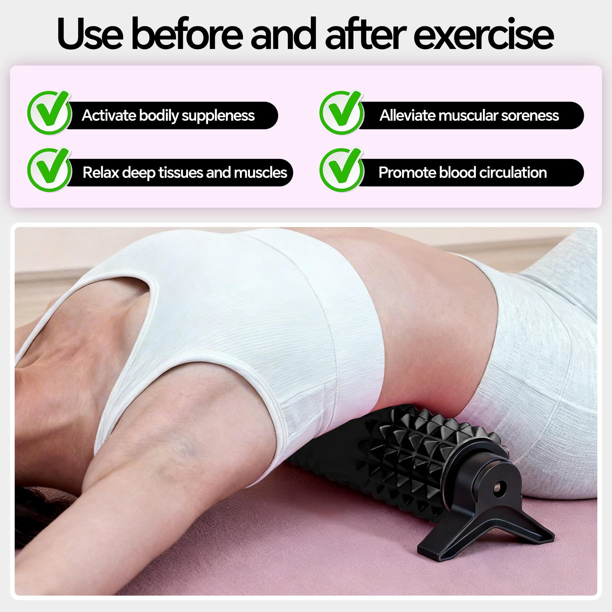 Foam Roller With Detachable Stand  18" Deep Tissue Massage Beginner-friendly Support Design For Home Workout & Fitness - Black