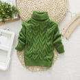 thumbnail image 2 of Gubotare Little Girls Sweaters Winter Sweater Solid Color Turtleneck Knitted Top Stretch Shirt For Babys (Green,12-18 Months), 2 of 3