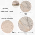 thumbnail image 3 of FREEAMG 2 PCS Beige Marble Printed Round Woven Pot Holders Trivets Set, Pure Cotton Coasters Placemats for Cooking Baking Hot Dish Pan Pot Bowl Teapot, 3 of 5