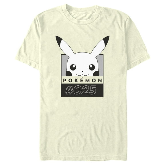 Men's Pokemon Pikachu Black and White Graphic Tee Beige Small