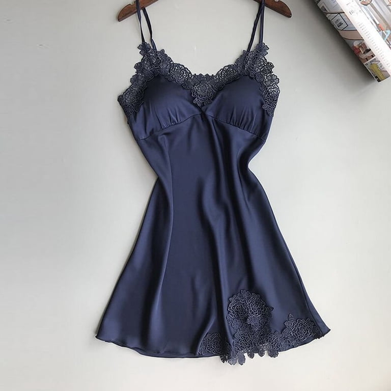 Lingerie Dress for Women One Piece Sleeveless Sexy Nightgown Navy Sleepwear  Dress Valentines Lingerie Dress L - Walmart.com