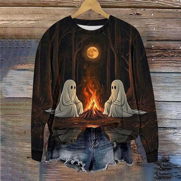 Ailaofu Spooky Season Sweatshirts Halloween Sweatshirt Women - Halloween Graphic Crewneck Tops Casual