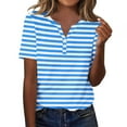 thumbnail image 1 of Plebaso T-Shirts à Rayures Col en V pour Femmes Manches Courtes Été Décontracté Blouses Amples pour Femmes, 1 of 6
