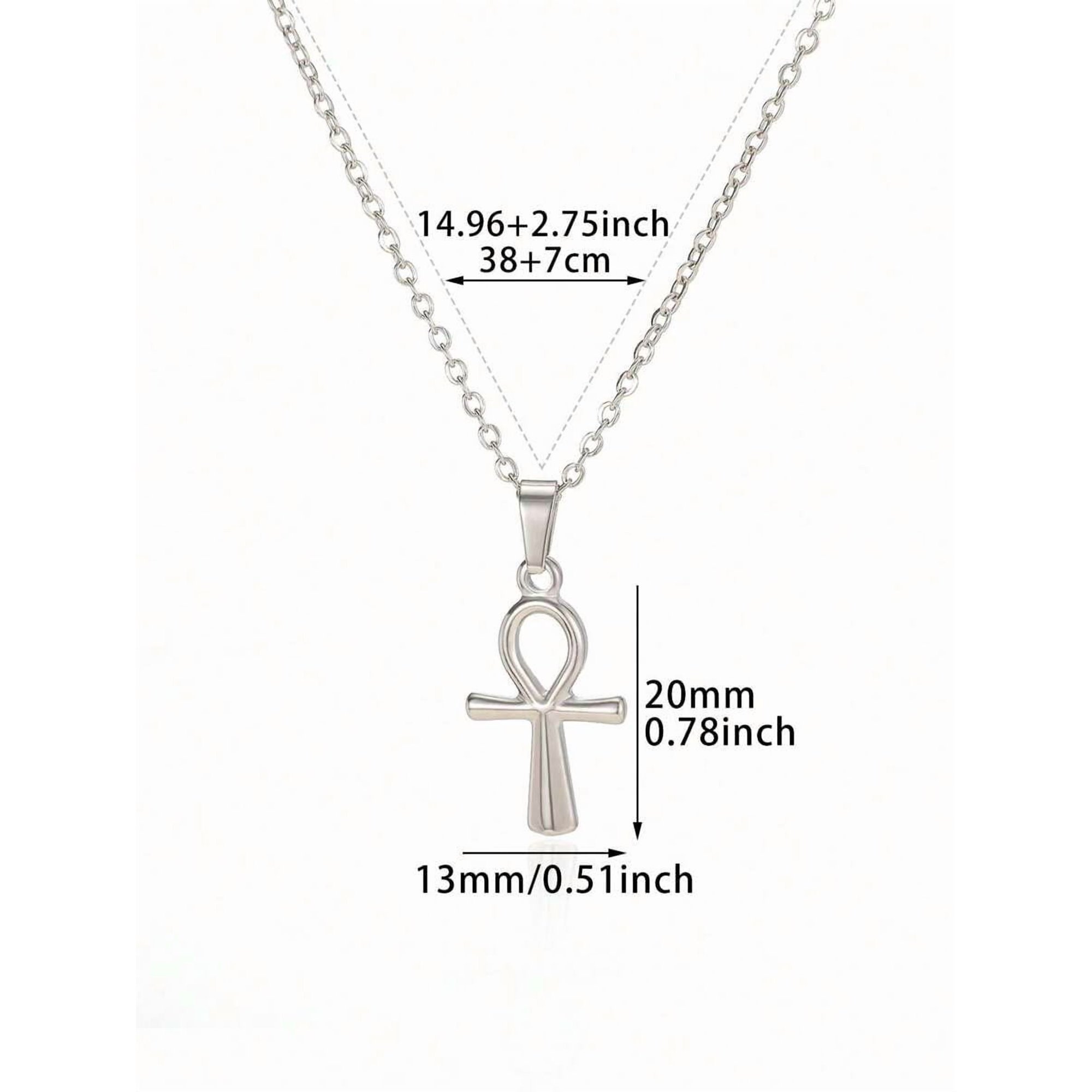 Womens N05557P Silvertone Ankh Pendant Necklace, Stainless Steel Religious Jewelry