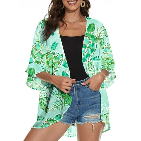 

Simplmasygenix Chiffon Bohemian Summer Cardigan for Women 4th of July Fashion Bikini Cover up American Flag Beachwear Loose Kimono Tops Shirt Blouse